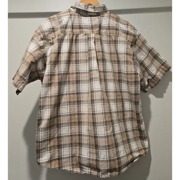 Carhartt men's XL Button Down Shirt Plaid Button Up Short Sleeve 100% Cotton - Picture 2 of 6